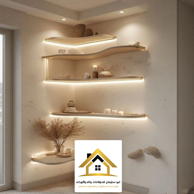 تركيب رفوف خشب جدارية جدة