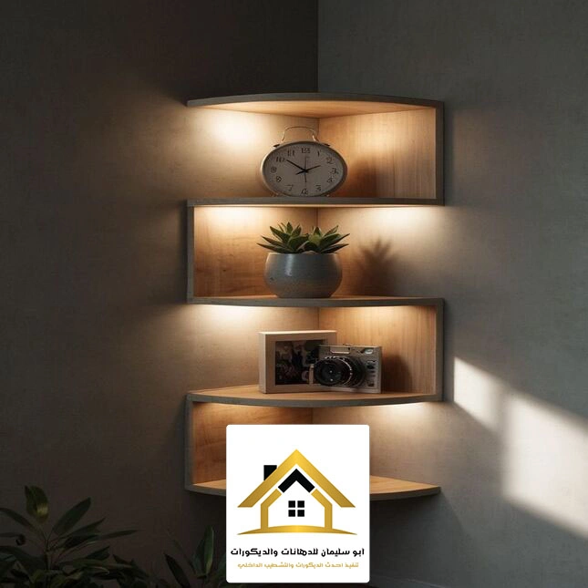 تركيب رفوف خشب جدارية جدة